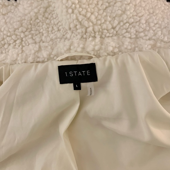 1. State Ivory Sherpa Button Front Shacket, Size Large - Picture 8 of 9
